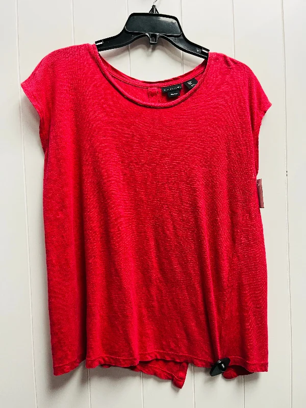 Handmade women's topsTop Short Sleeve By Tahari By Arthur Levine In Red, Size: L