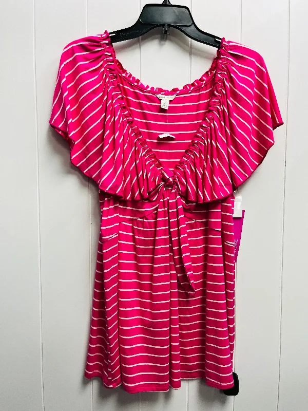 Workwear women's topsTop Short Sleeve By Cato In Pink, Size: Xl