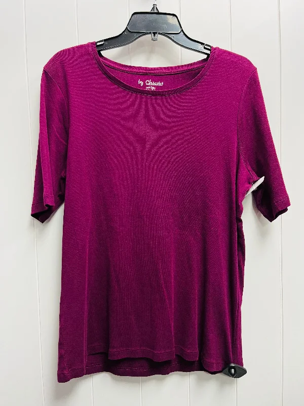 High-low hem women's topsTop Short Sleeve Basic By Chicos In Purple, Size: L