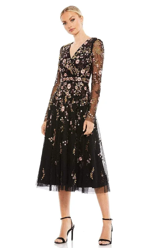 Cotton dresses for everyday wearMac Duggal - 35103 Floral Embroidered Sheer Dress