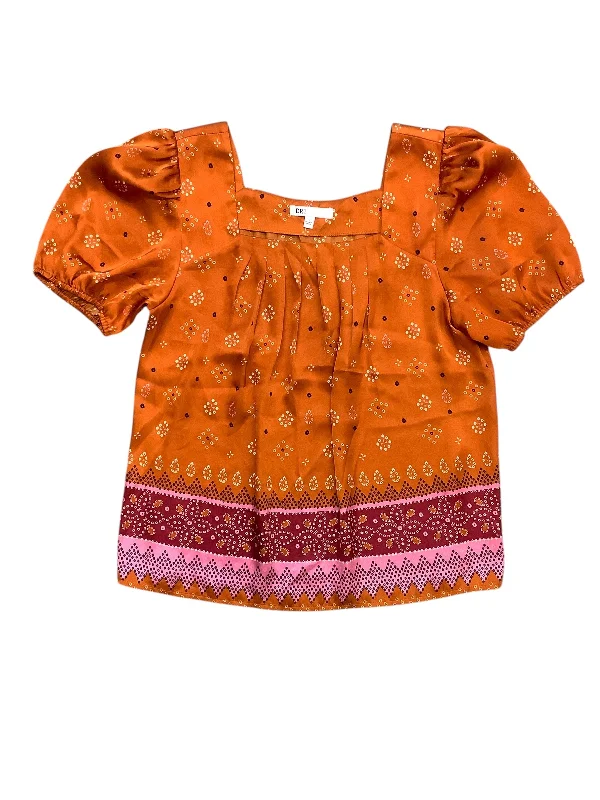 Leather-look women's topsTop Short Sleeve Basic By Dr2 In Orange, Size: L