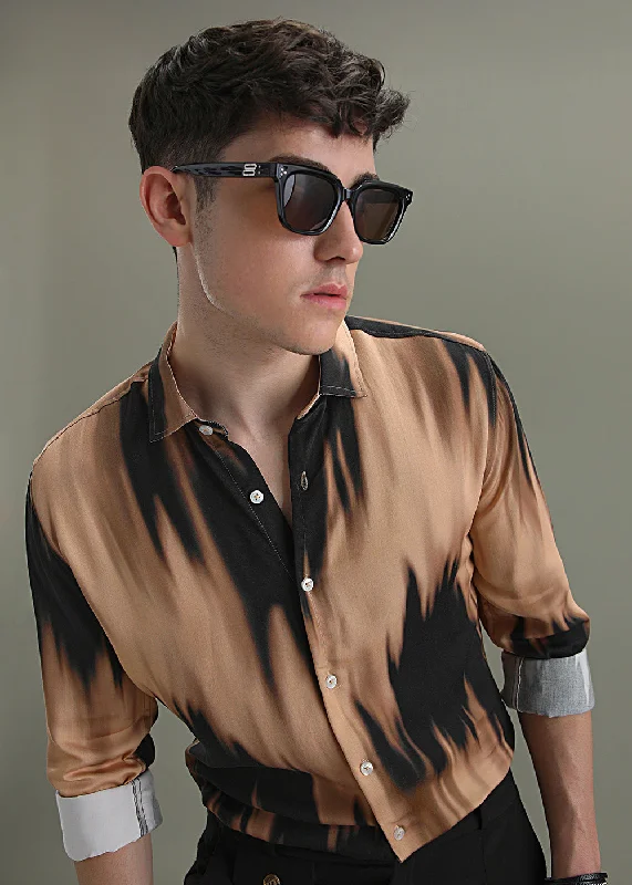 v-neck shirts for menAbstract Dark Peach Printed Shirt