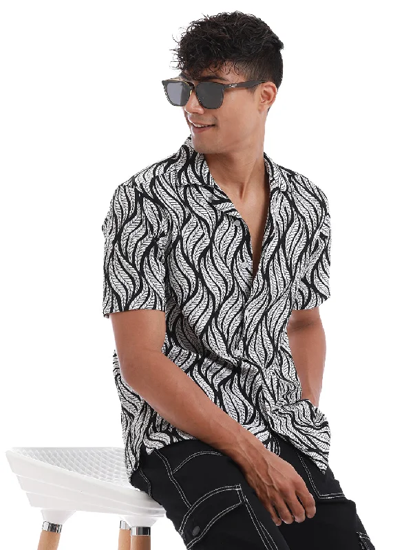 smart casual tops for menAutumn Leaf White Popcorn Shirt
