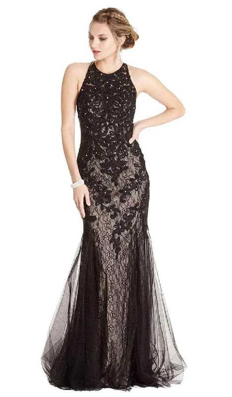 Corduroy dresses for womenTrevi Collection L1865 - Halter Neck Trumpet Evening Dress
