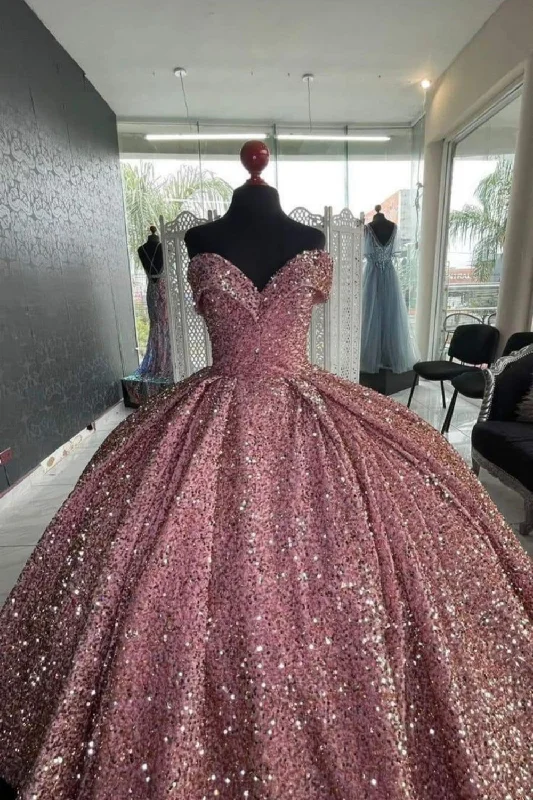 Checkered dresses for womenPink Shiny Sequins Elegant Long Ball Gown Evening Dress Graduation Ball Gown gh3112