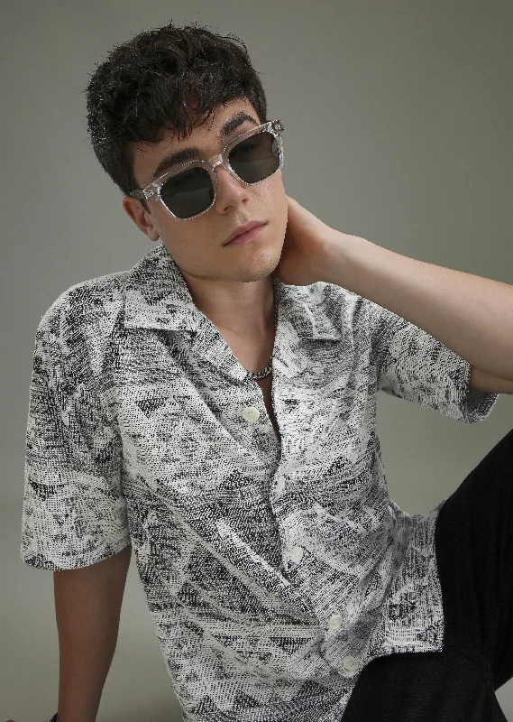 blouses for menAsh Black Jacquard Knitted Shirt