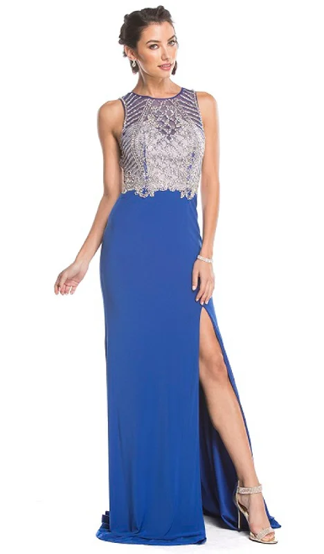 Maxi dresses for womenTrevi Collection - Embellished Sheath Evening Dress