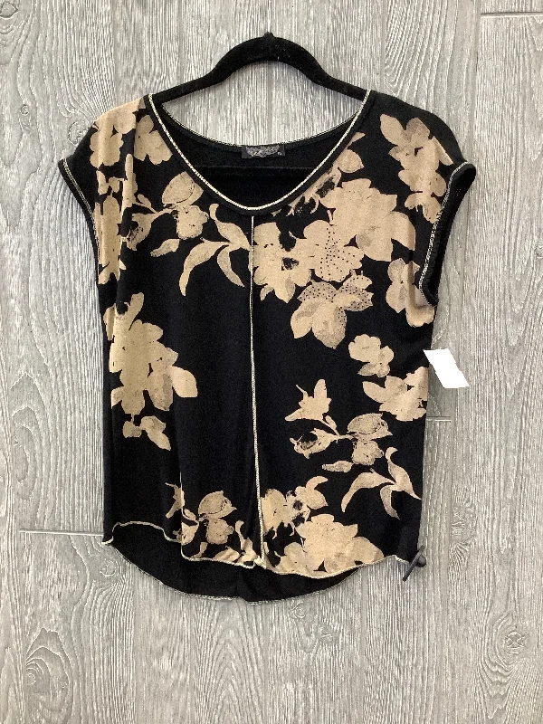 One-shoulder women's topsTop Short Sleeve By Vanilla Sugar In Black & Tan, Size: Petite   S