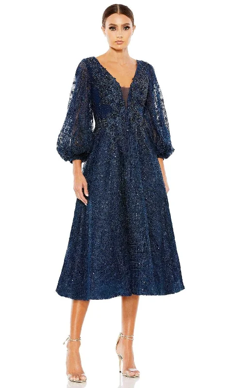 Sustainable dresses for eco-conscious womenMac Duggal 20391 - Embroidered Bishop Sleeve Dress