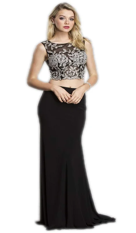 V-neck dresses for womenTrevi Collection - Applique Two Piece Evening Dress