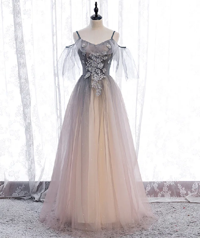 Sack dresses for womenA line tulle lace long prom dress evening dress  8375