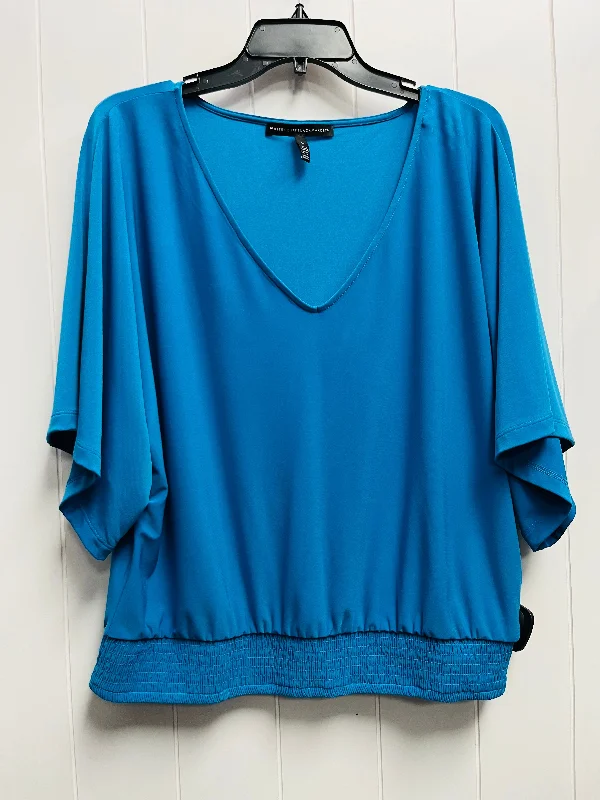 Pastel women's topsTop Short Sleeve By White House Black Market In Blue, Size: L