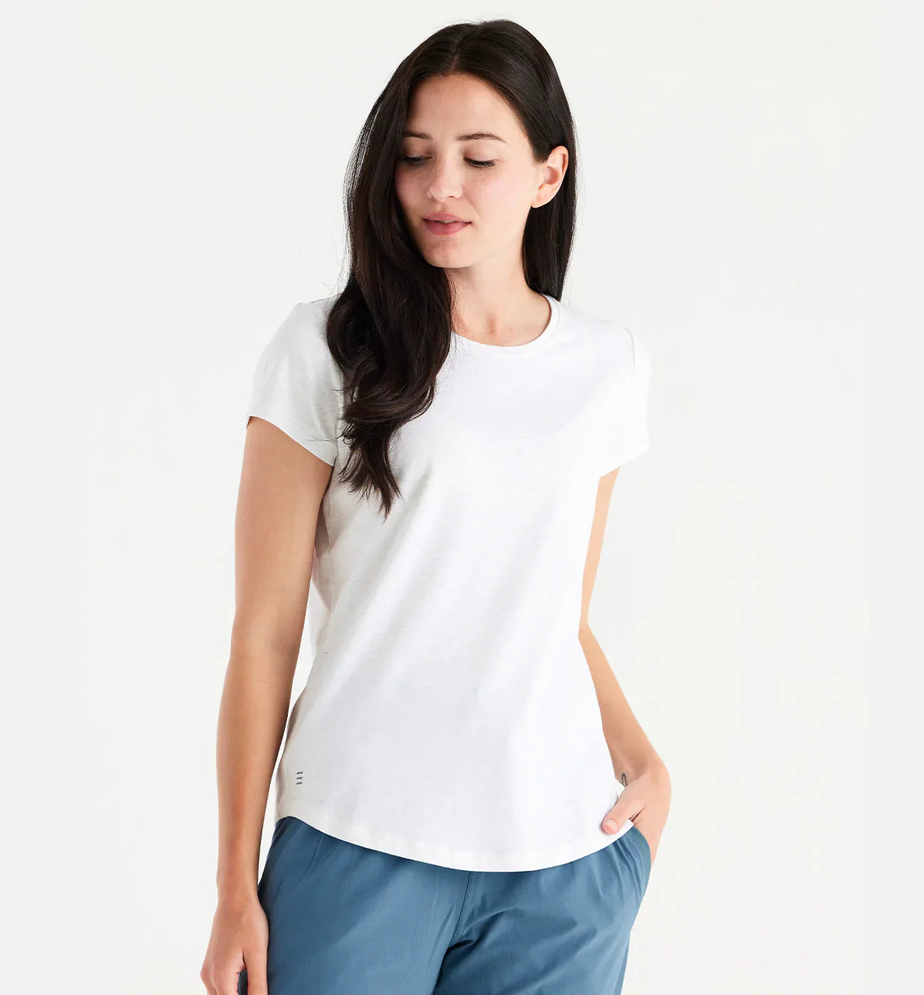 casual short-sleeved men's shirtsWomen's Bamboo Current Tee - Heathe Bright White