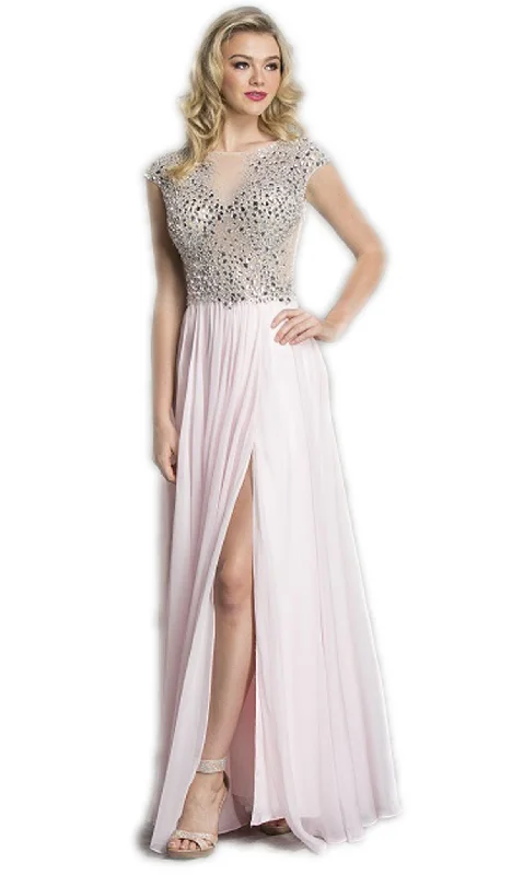 Ruched dresses for womenTrevi Collection - Crystal Embellished Evening Dress