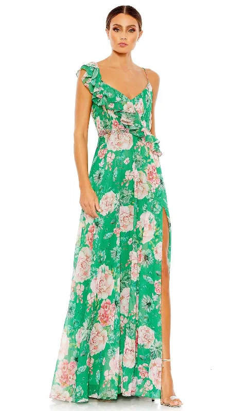 Lantern sleeve dresses for womenIeena Duggal 9175 - Sleeveless Chiffon Floral Gown