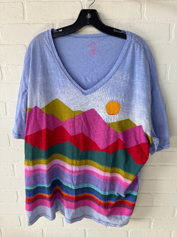 Spring women's topsTop Short Sleeve By Natural Life In Blue & Pink, Size: Osfm