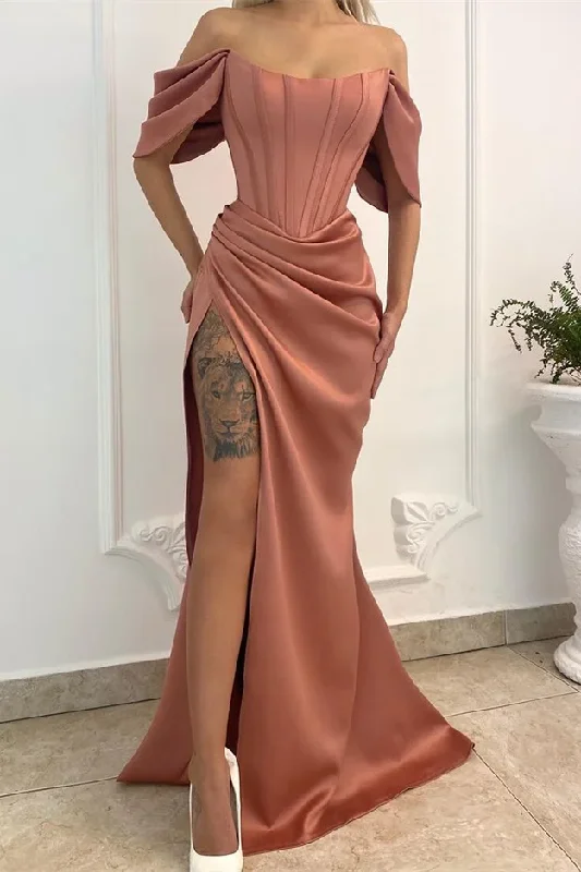 Custom-made dresses for personalized fitsLong Evening Dress Mermaid With Slit Off-the-Shoulder gh2537