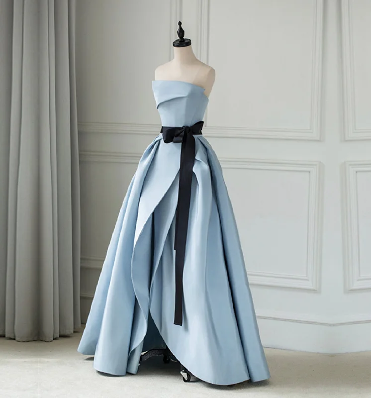 Flowy dresses for womenNew blue high split prom dress long strapless backless  8642