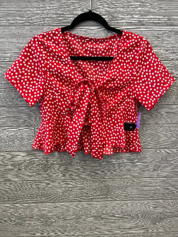 Sheer women's topsTop Short Sleeve By Shein In Red, Size: S