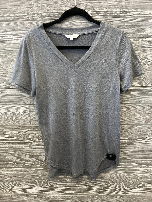 Zip-up women's topsTop Short Sleeve By Amaryllis In Grey, Size: S