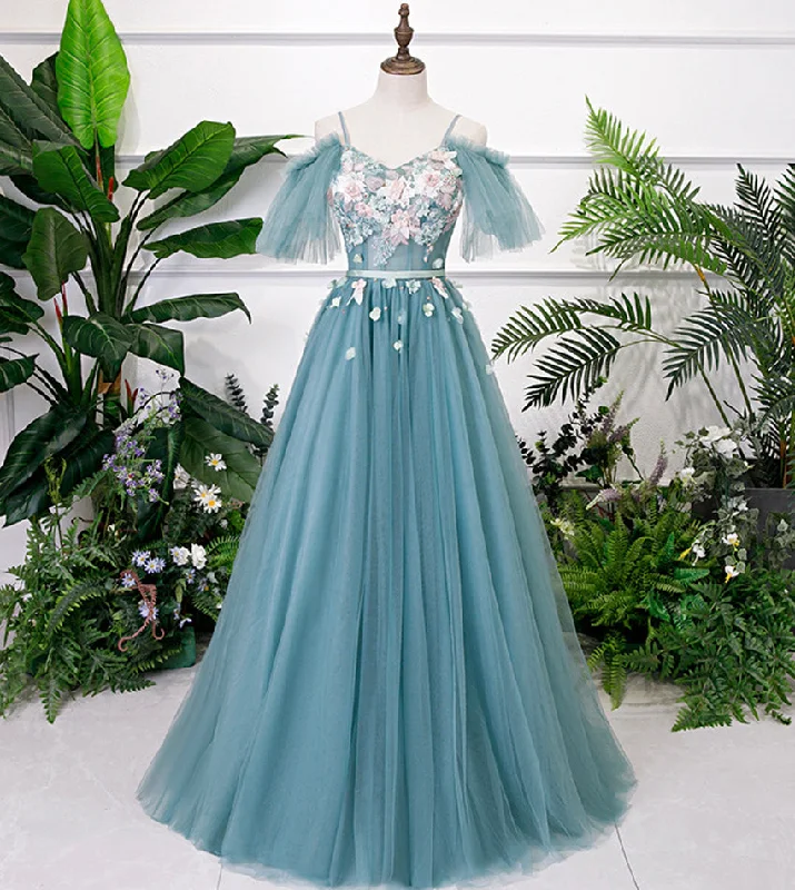 Glamour dresses for red carpet appearancesBlue v neck lace long prom gown blue evening dress  8530