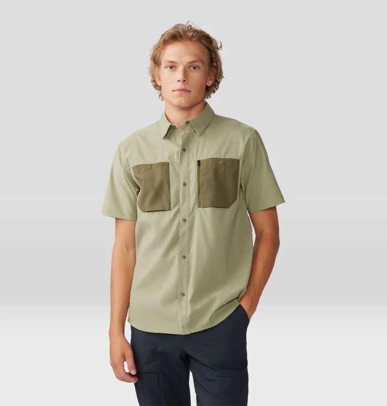 short-sleeved men's tops with a spread collarMen's Trail Sender Short Sleeve - Mantis Green/Combat Green