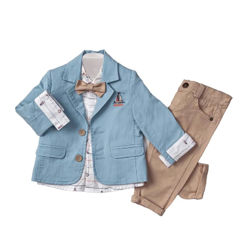 turtlenecks for menInfant to Toddler Nautical Inspired Jacket, Button-Up Long Sleeve Shirt & Pants Full 3-Piece Suit