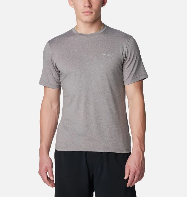 short-sleeved men's clothing that is versatile and easy to styleMen's Tech Trail Crew Neck II Short Sleeve - Boulder Heather
