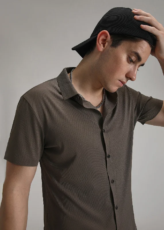 hooded jackets for menBrown Self Patterned Stitchless Shirt