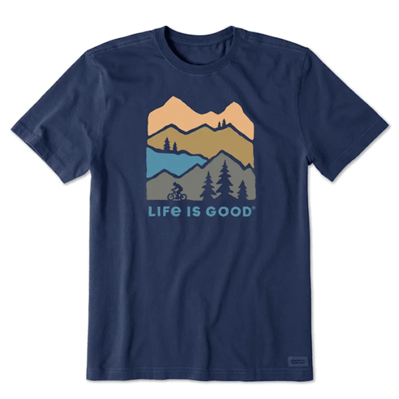 men's short-sleeved tops with a bold print or patternMen's Mountain Bike Landscape Silhouette Crusher-LITE Tee
