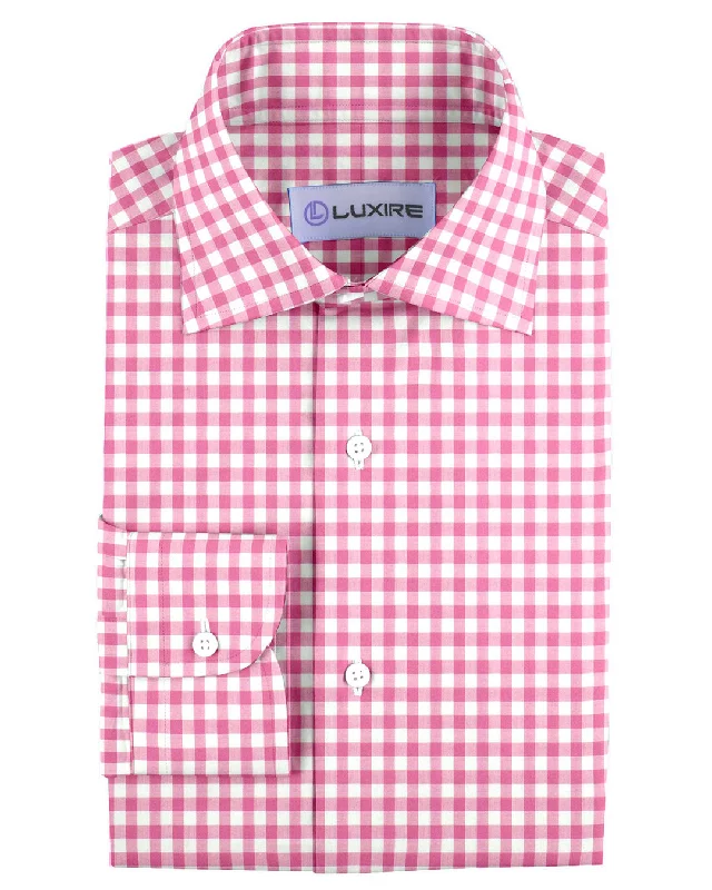 tops with sequins for menBright Pink Bold Gingham on White