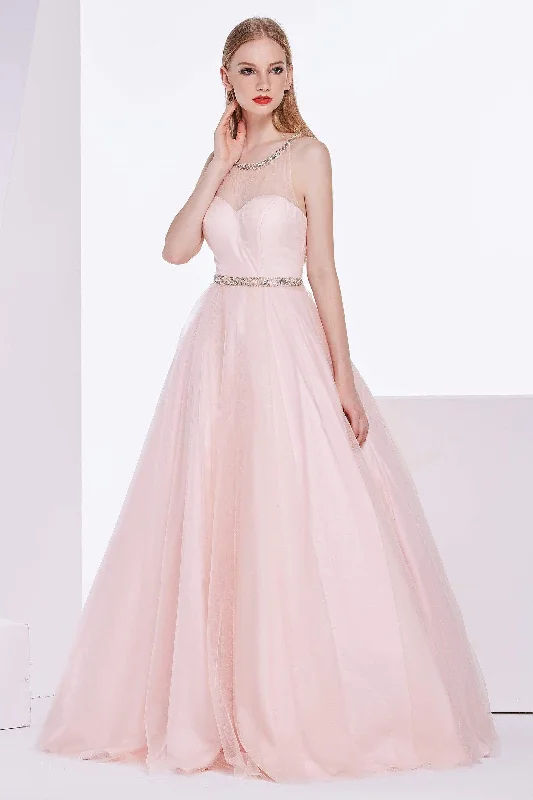 Spring dresses for blossoming stylesJ'Adore Dresses - J14001 Beaded Illusion Halter Prom Ballgown