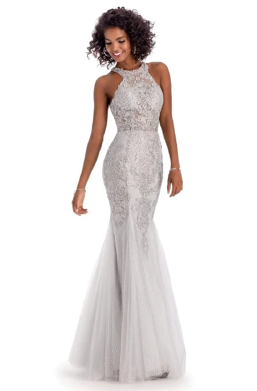 Elegant women's dressesClarisse 8094 - Beaded Lace Trumpet Dress