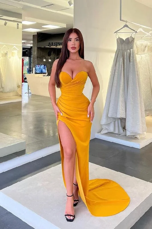 Vintage women's dressesSweetheart Pleated Mermaid Evening Dress Split Long gh2508