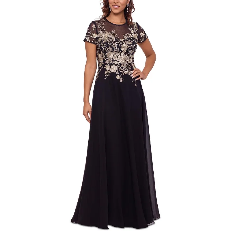 Velvet dresses for winterBetsy & Adam Womens Petites Mesh Long Evening Dress