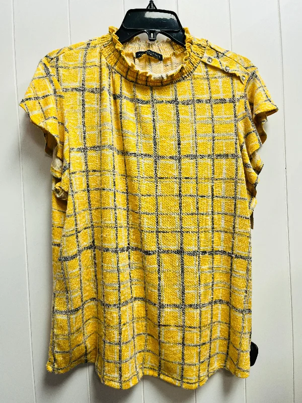 Transitional women's topsTop Short Sleeve By Adrienne Vittadini In Yellow, Size: Xl