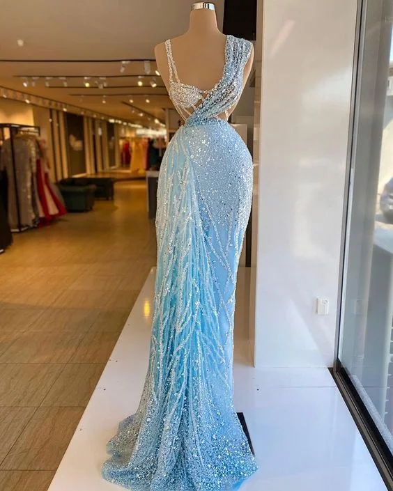 Maxi dresses for womenBlue gorgeous luxury elegant beaded long ball gown evening dress gh2071