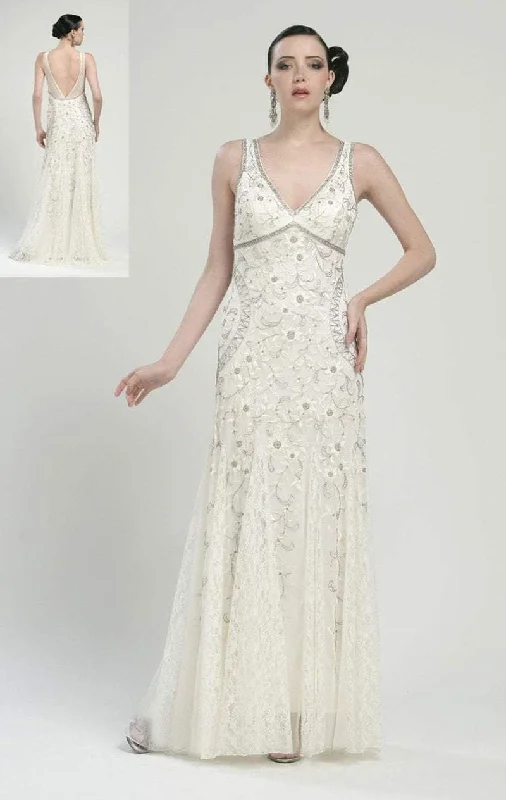 Beach dresses for casual outingsSue Wong - N1118SC Floral Embroidered Godet Ornate Long Dress