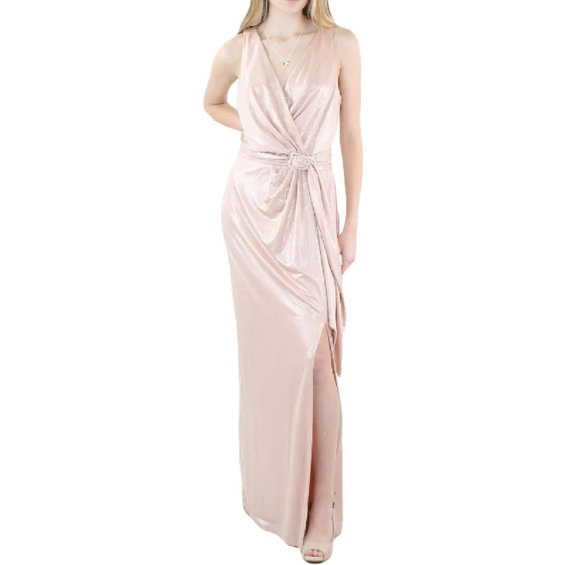 Low-cut dresses for womenLauren Ralph Lauren Womens Faux Wrap Long Evening Dress