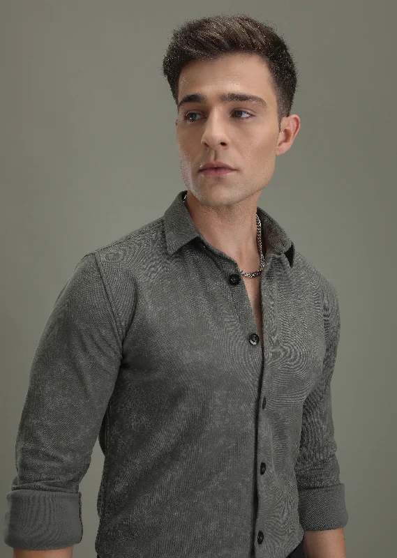 trench coats for menDark Grey Knitted Shirt