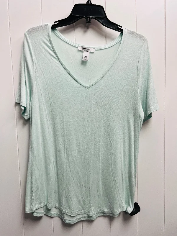 Geometric print women's topsTop Short Sleeve Basic By White House Black Market In Teal, Size: L