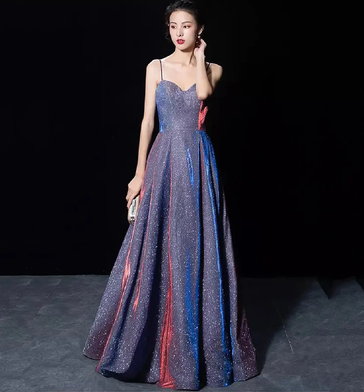 Peplum dresses for womenShiny satin long A line prom dress simple evening dress 8588