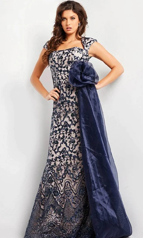 Motherhood dresses for pregnant womenJovani 37203 - Short Sleeve Floral Long Dress