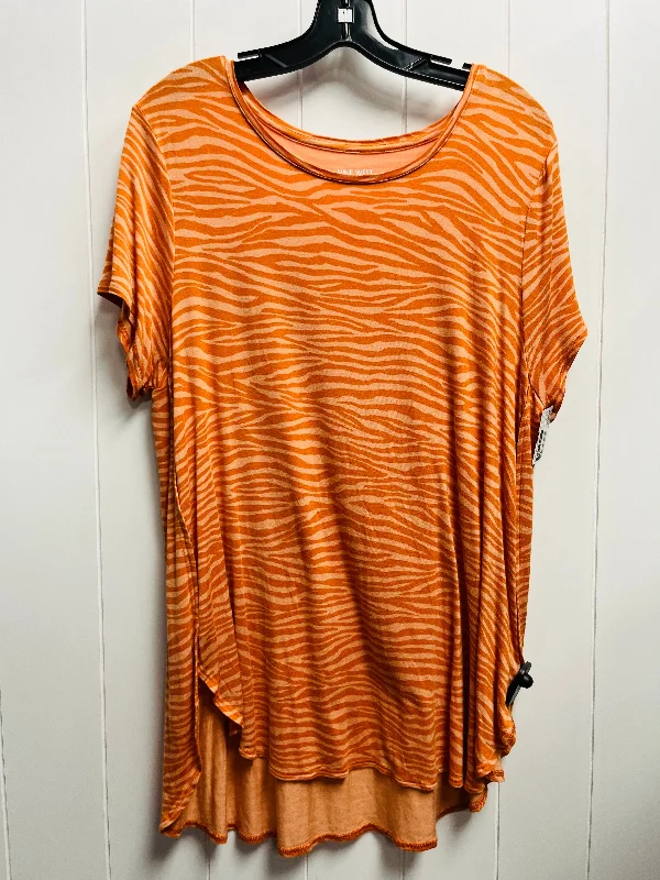Easy-care women's topsTop Short Sleeve Basic By Nine West Apparel In Orange, Size: Xl