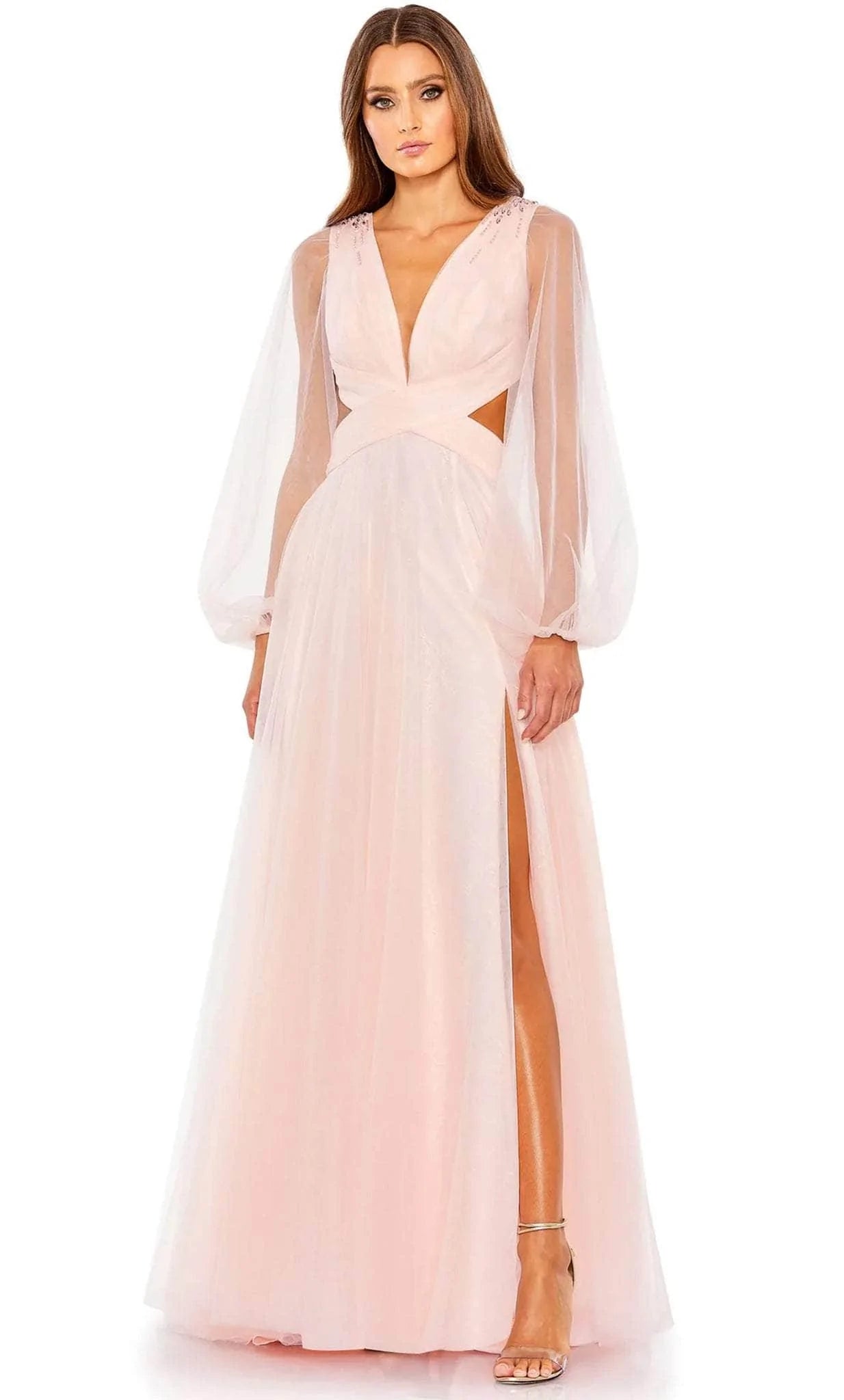 Denim dresses for womenMac Duggal 70174 - Sheer Sleeve Gown
