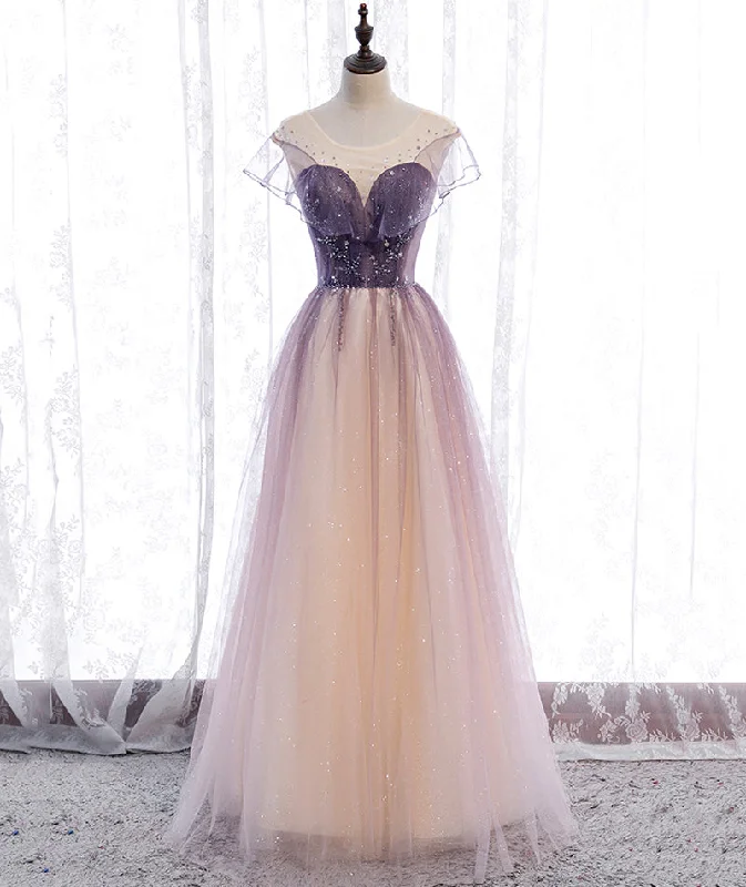 Smock dresses for womenElegant tulle sequins prom dress A line evening dress  8376