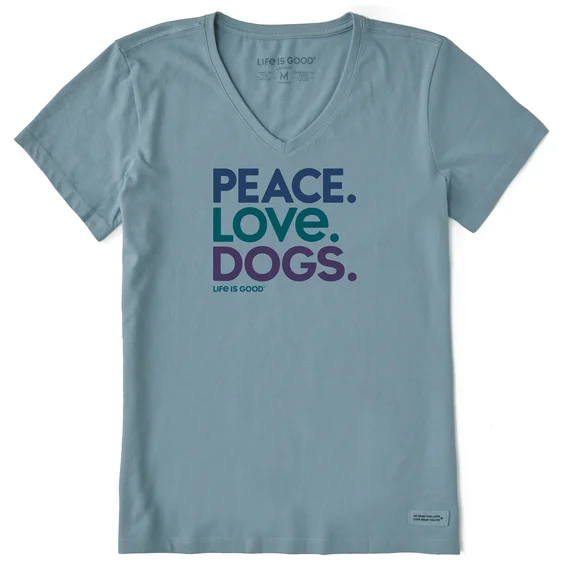 lightweight short-sleeved men's clothingWomen's Peace Love Dogs Crusher Vee