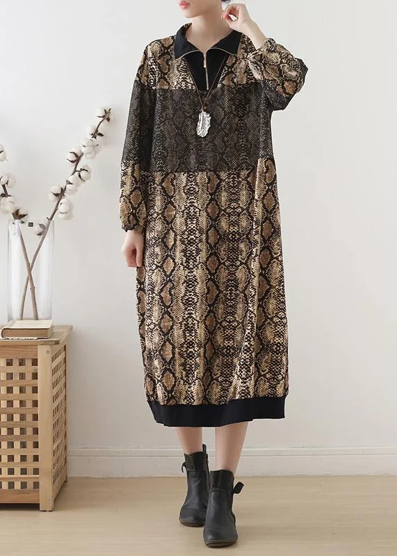 Elegant women's sweaterFor Work yellow Leopard Sweater outfits DIY zippered Tejidos fall knitted dress