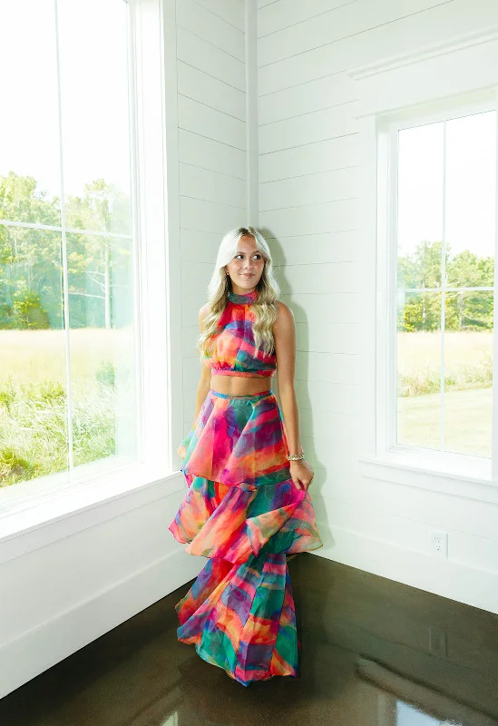 women's suit sets with wrinkle-resistant fabricsPainted Sky Set - Coral Multi