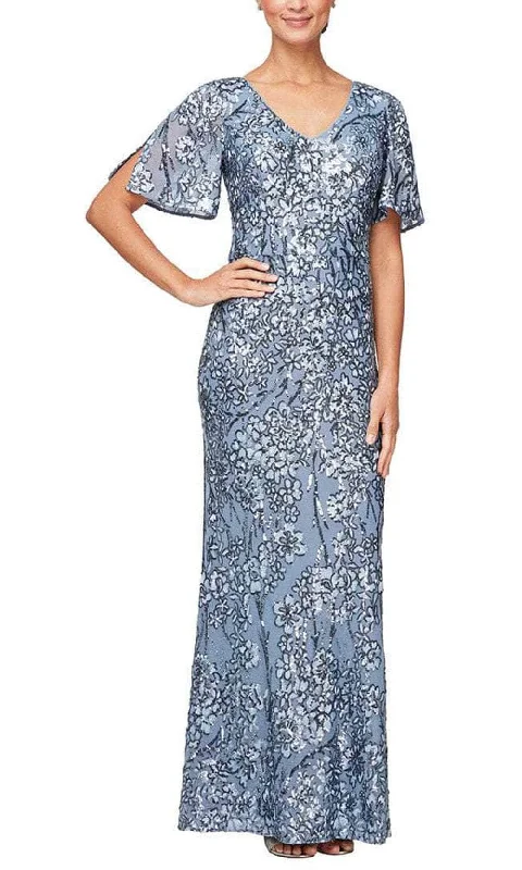 Embroidered dresses for womenAlex Evenings - 8196611 Flutter Sleeves Sequined Long Gown